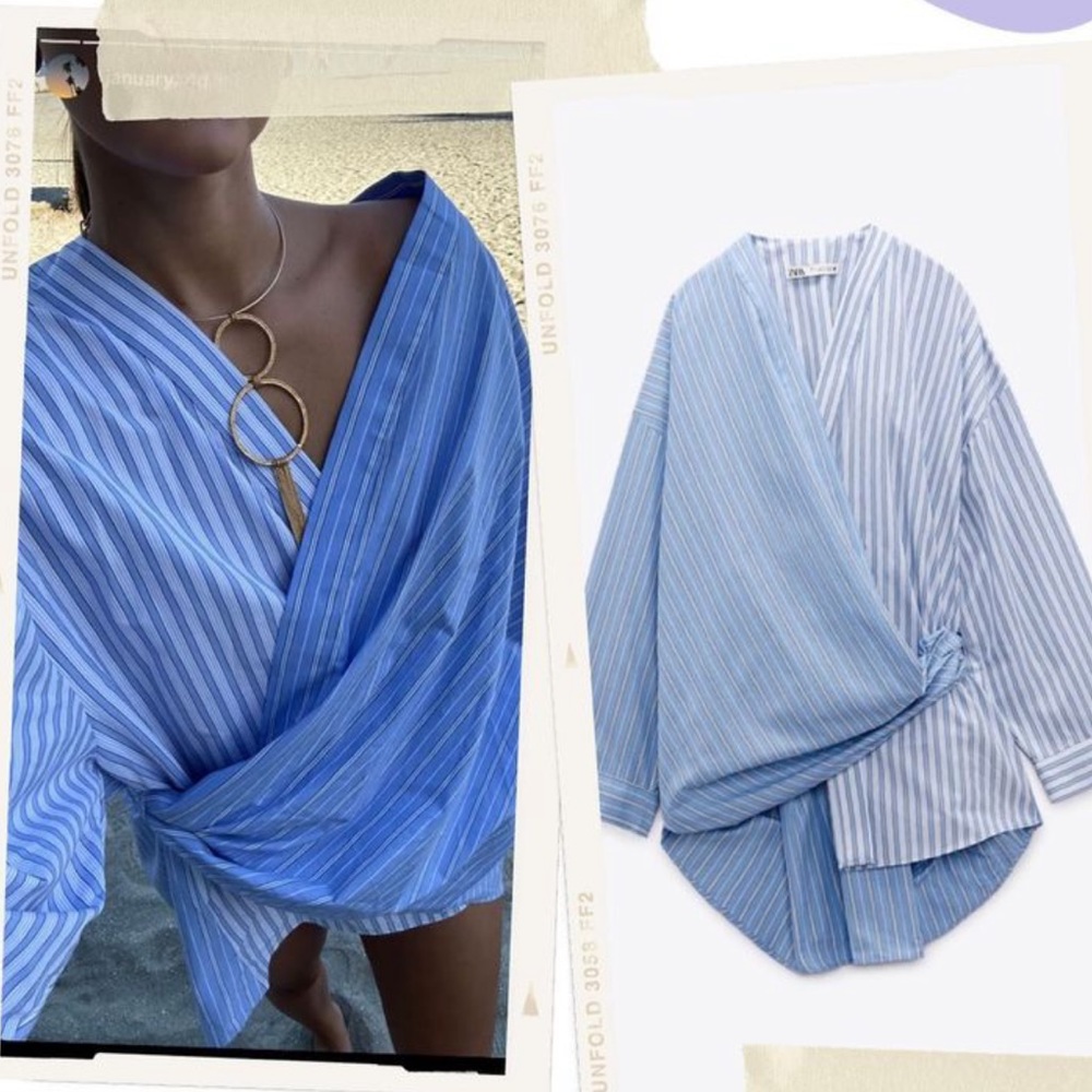 NWT Zara Poplin Wrap Shirt - Picture 2 of 14